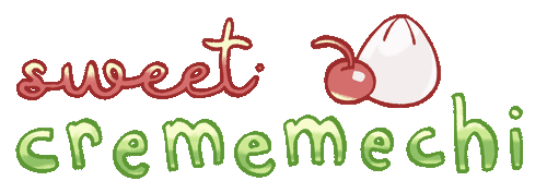 Logo that says, "Sweet Crememechi" with a cherry and cream 